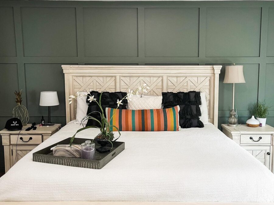 Green Accent Wall Design Fro Master Bedroom by Paint Ops