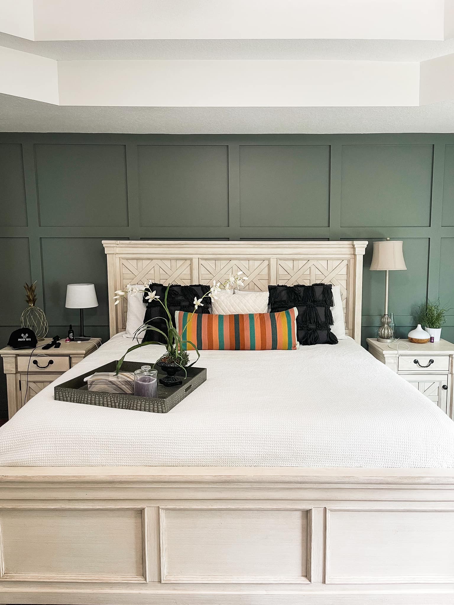 Green Accent Wall Design Fro Master Bedroom by Paint Ops